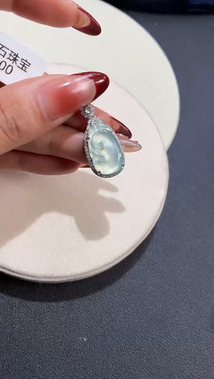 吊坠(不含链)银S925镶嵌翡翠吊坠