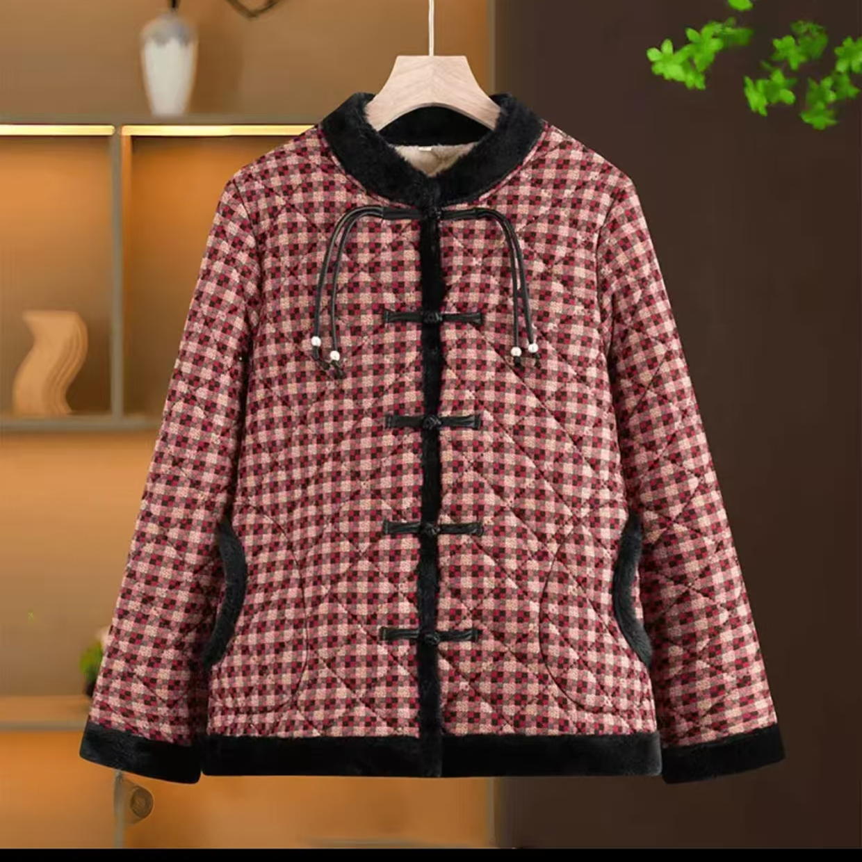 11869-新款妈妈冬季加绒棉袄中老年人盘扣保暖碎花加厚棉衣【A仓】