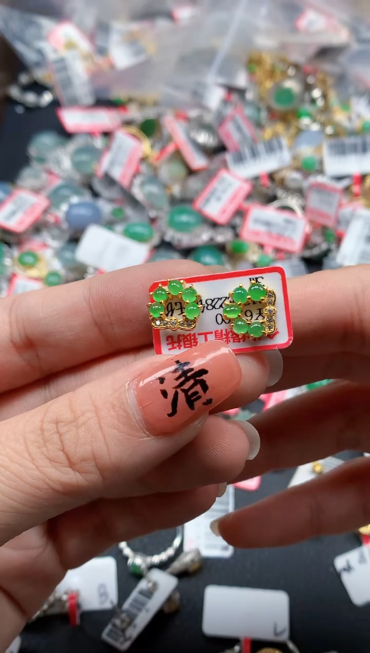 银S925镶嵌戒指翡翠天然A货缅甸翡翠