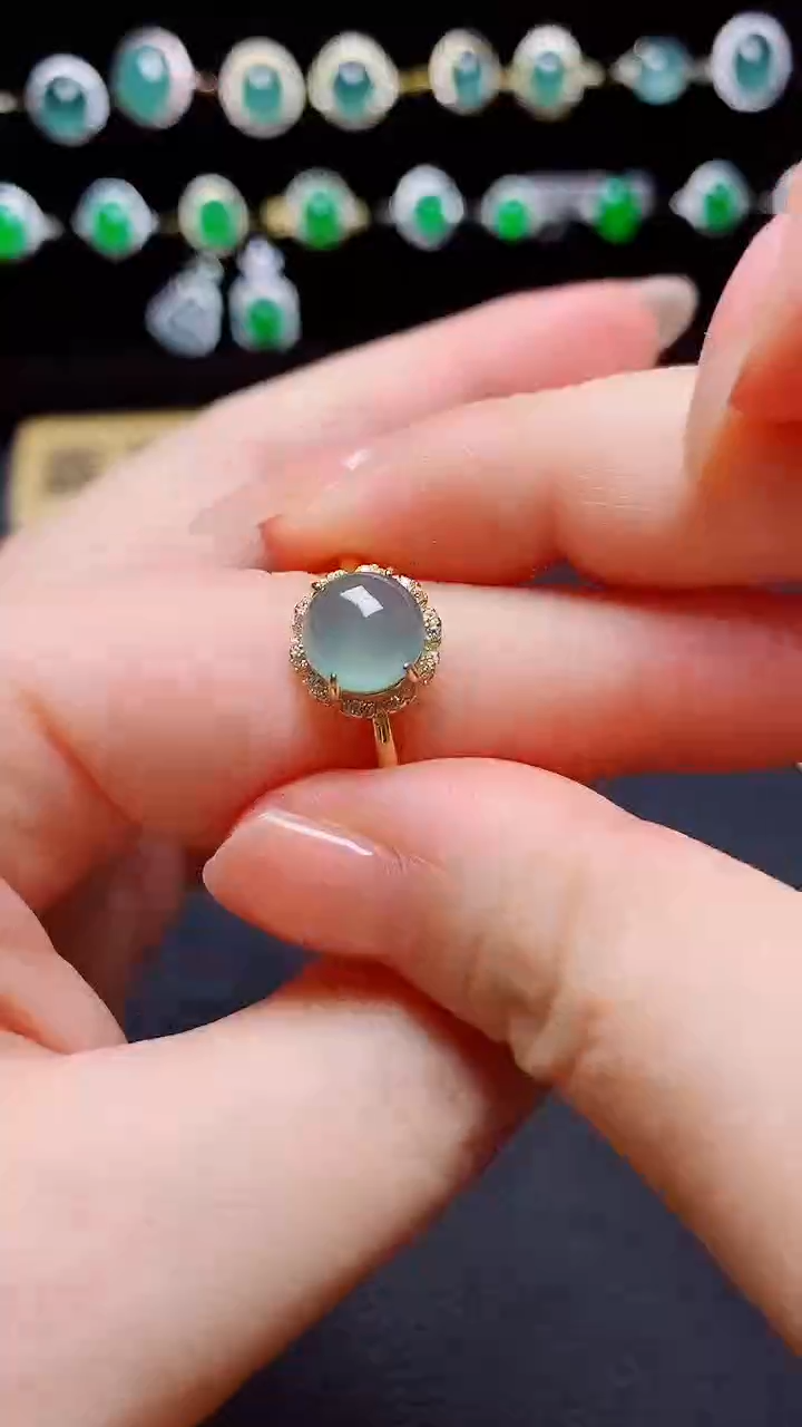 翡翠戒指银S925镶嵌天然翡翠A货s925银镶