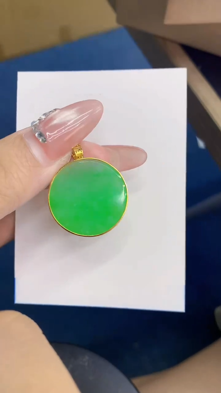 翡翠18K金镶嵌吊坠(不含链)用****01