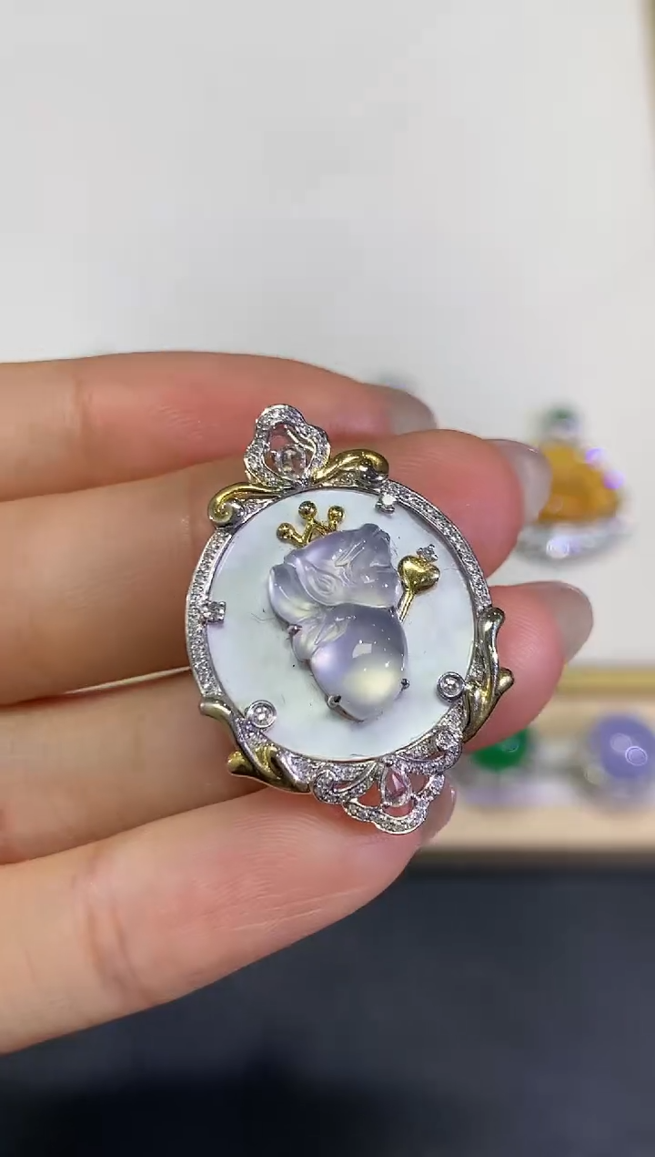 【闪购商品】翡翠颈饰18K金镶嵌团购37