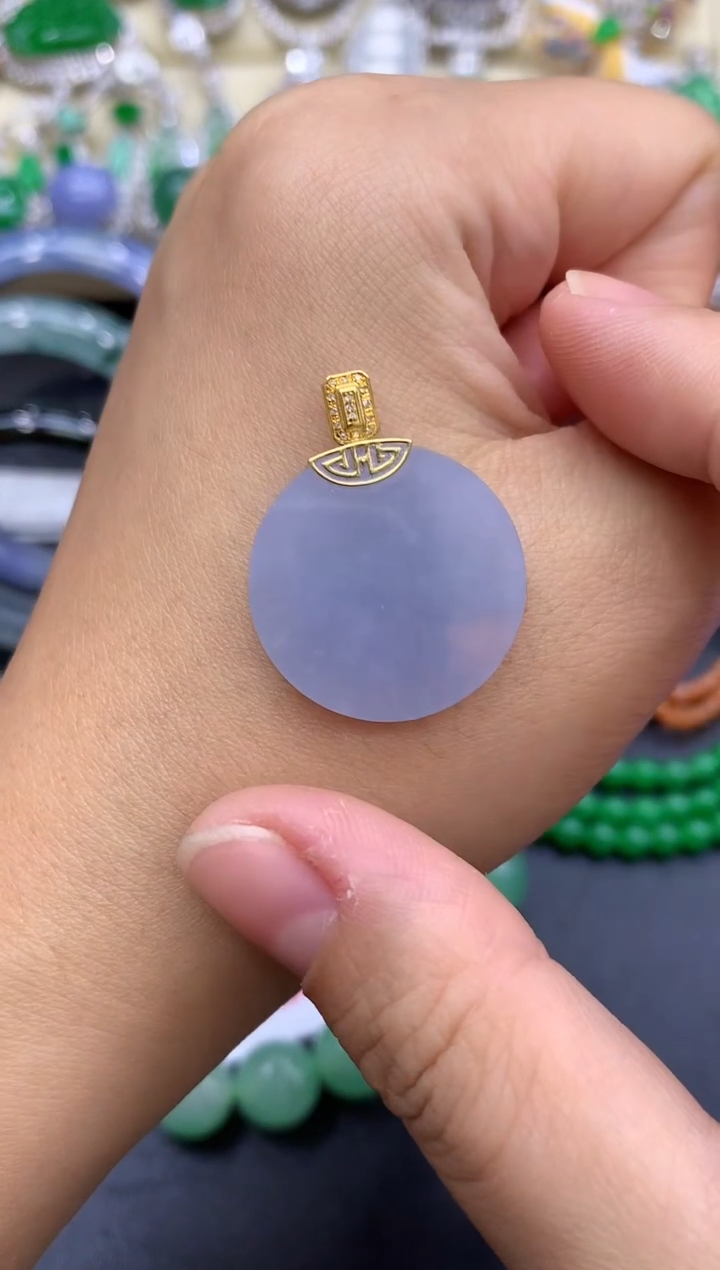 颈饰18K金镶嵌翡翠258-中国好珍宝