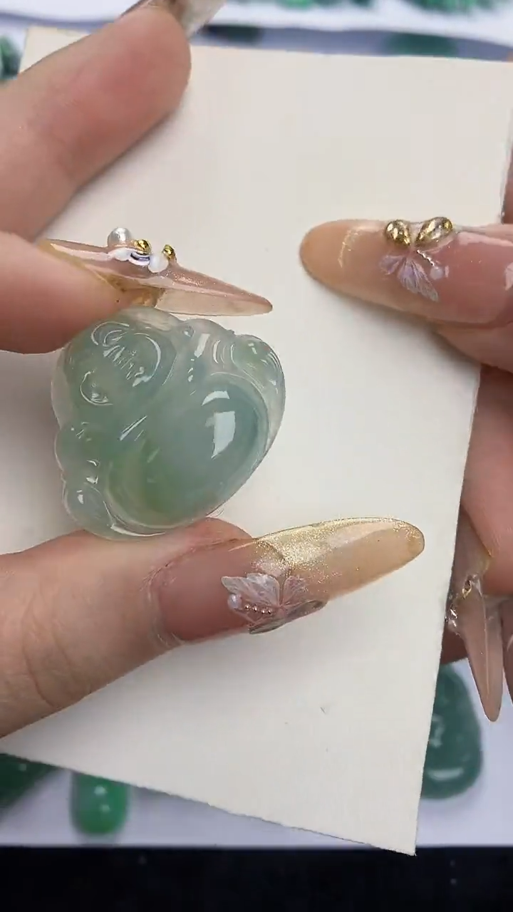 【闪购商品】翡翠颈饰18K金镶嵌天然缅甸A货翡翠，