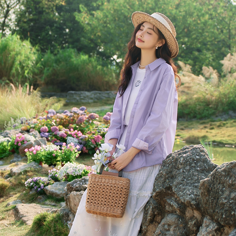 【欧若风穿搭】茵曼2025年春法式职业长袖衬衣时尚休闲百搭舒适衬衫