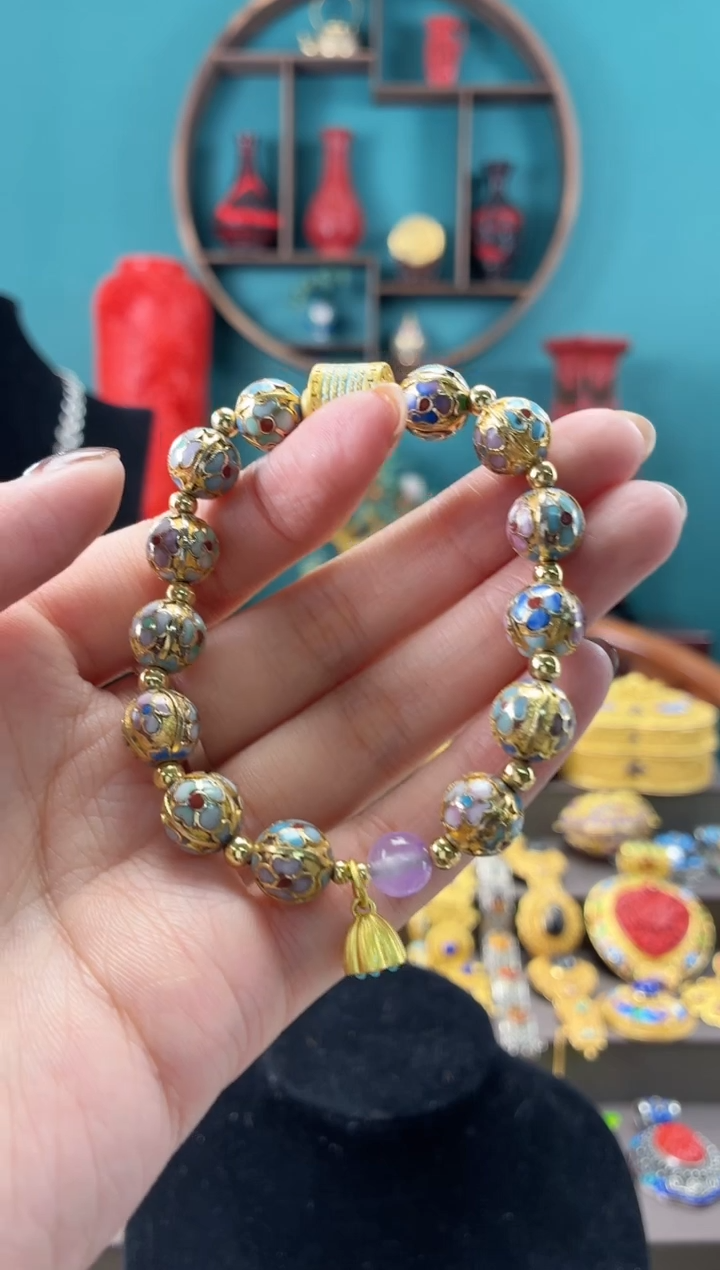 景泰蓝金地瓜楞手串1.0