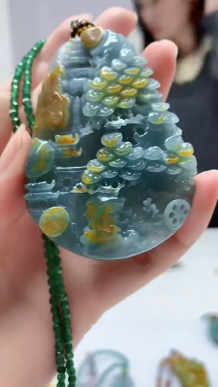 【闪购商品】定制翡翠未镶嵌4852zm-毛货挂件山水116