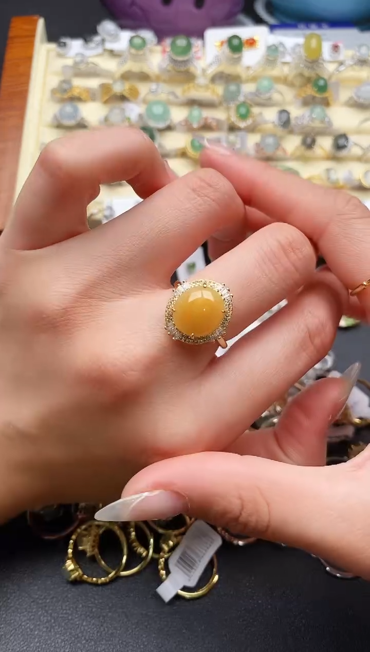 【闪购商品】翡翠戒指银S925镶嵌55555555+5