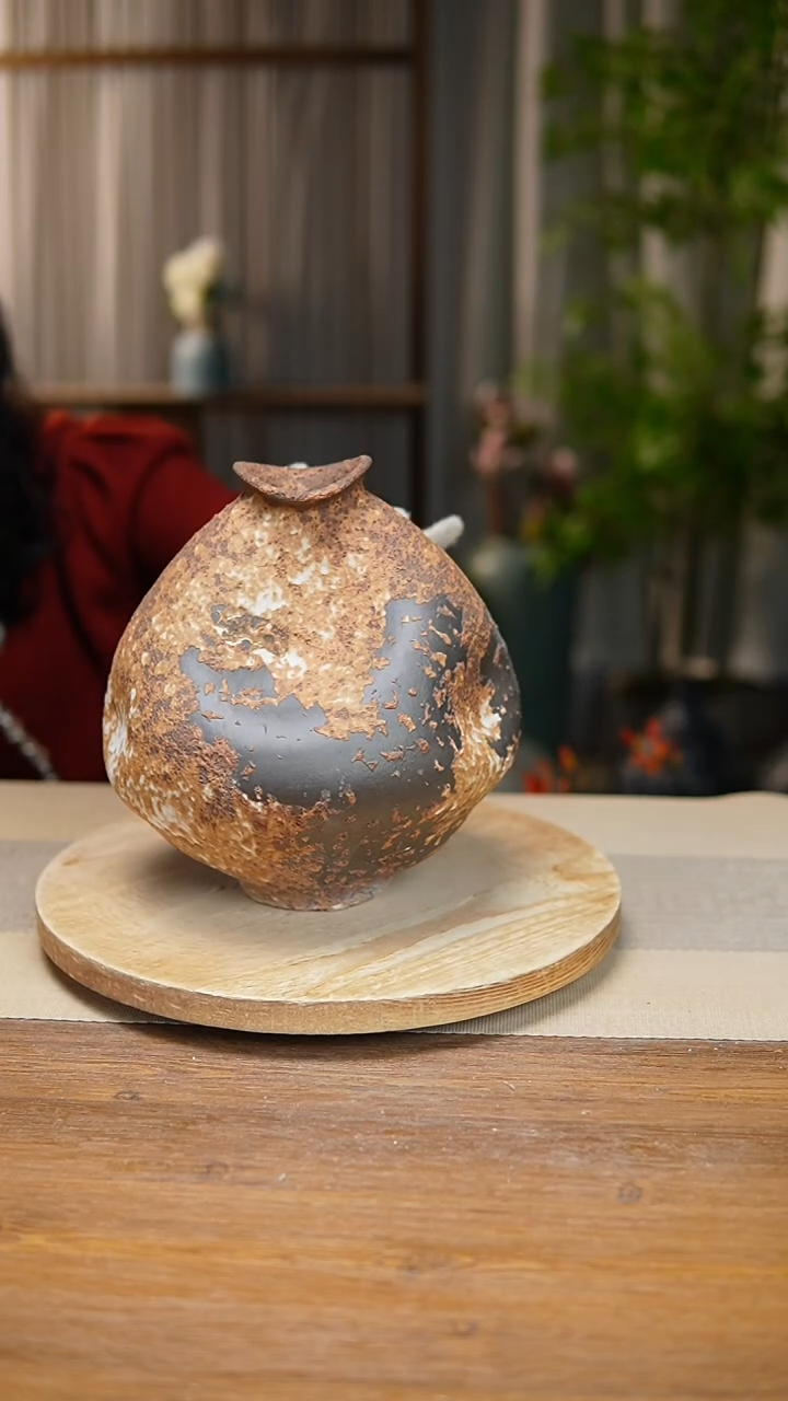 【闪购商品】陶瓷 花器诧寂棕大肚