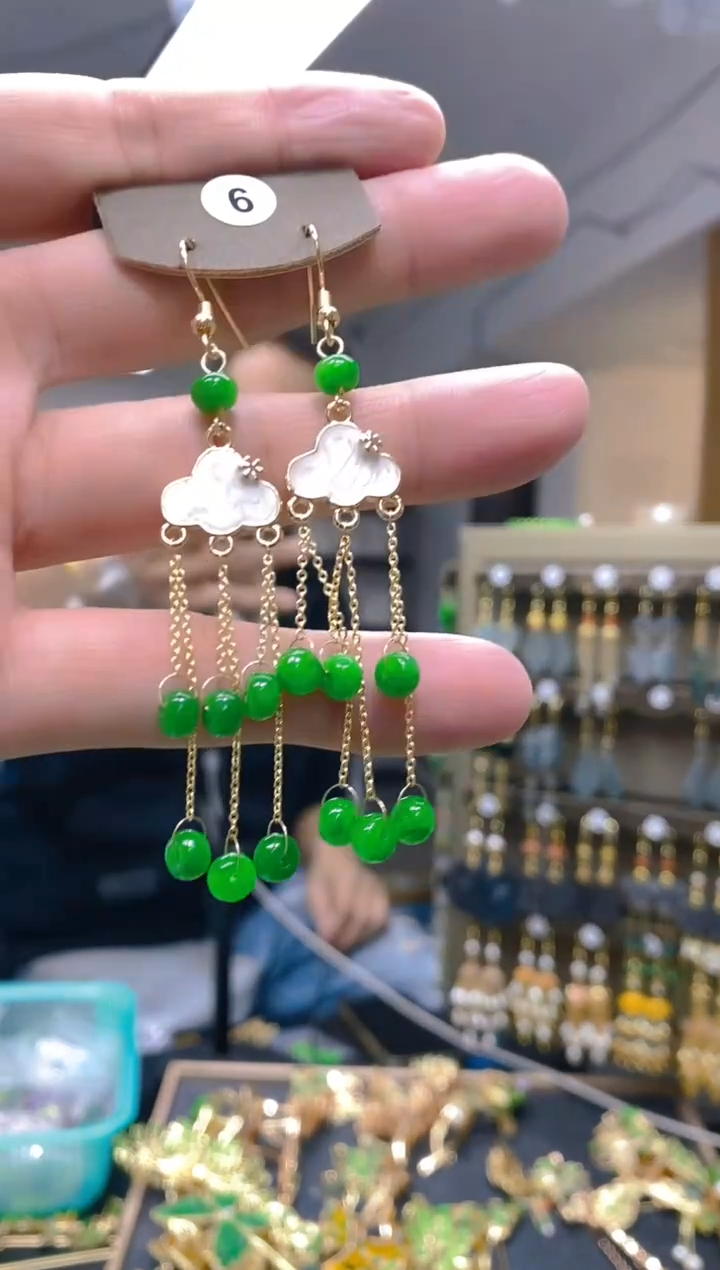 【闪购商品】翡翠耳饰合金160翡翠耳钩