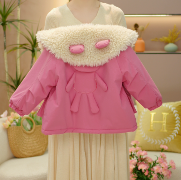 逗小铺【七尚】.女童冬款加绒加厚棉袄洋气女宝时尚韩版派客服D091
