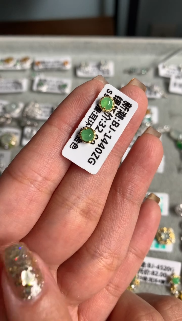 银S925镶嵌戒指翡翠耳饰
