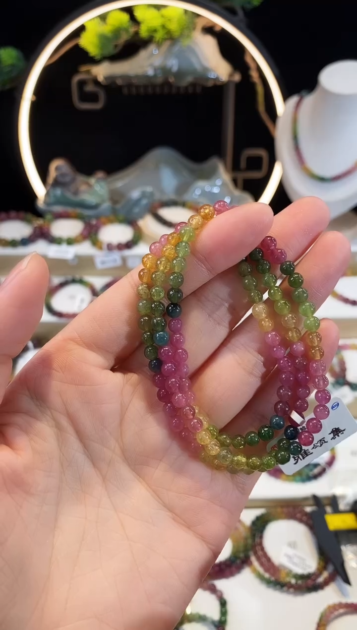 手链未镶嵌碧玺G2625三圈颜色微差