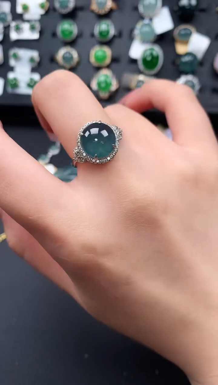 【闪购商品】翡翠戒指银S925镶嵌614124