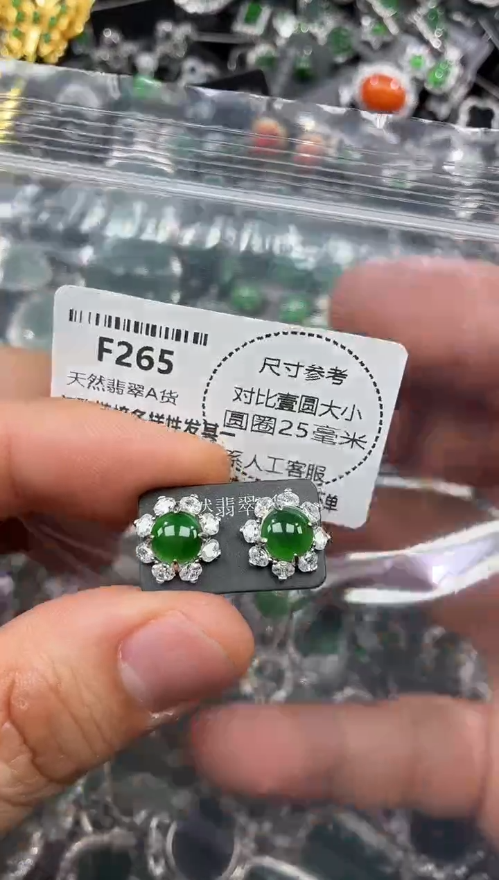 颈饰未镶嵌翡翠F265耳钉