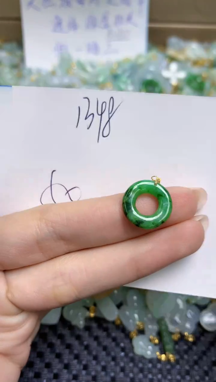 【闪购商品】翡翠颈饰18K金镶嵌天然缅甸A货翡翠