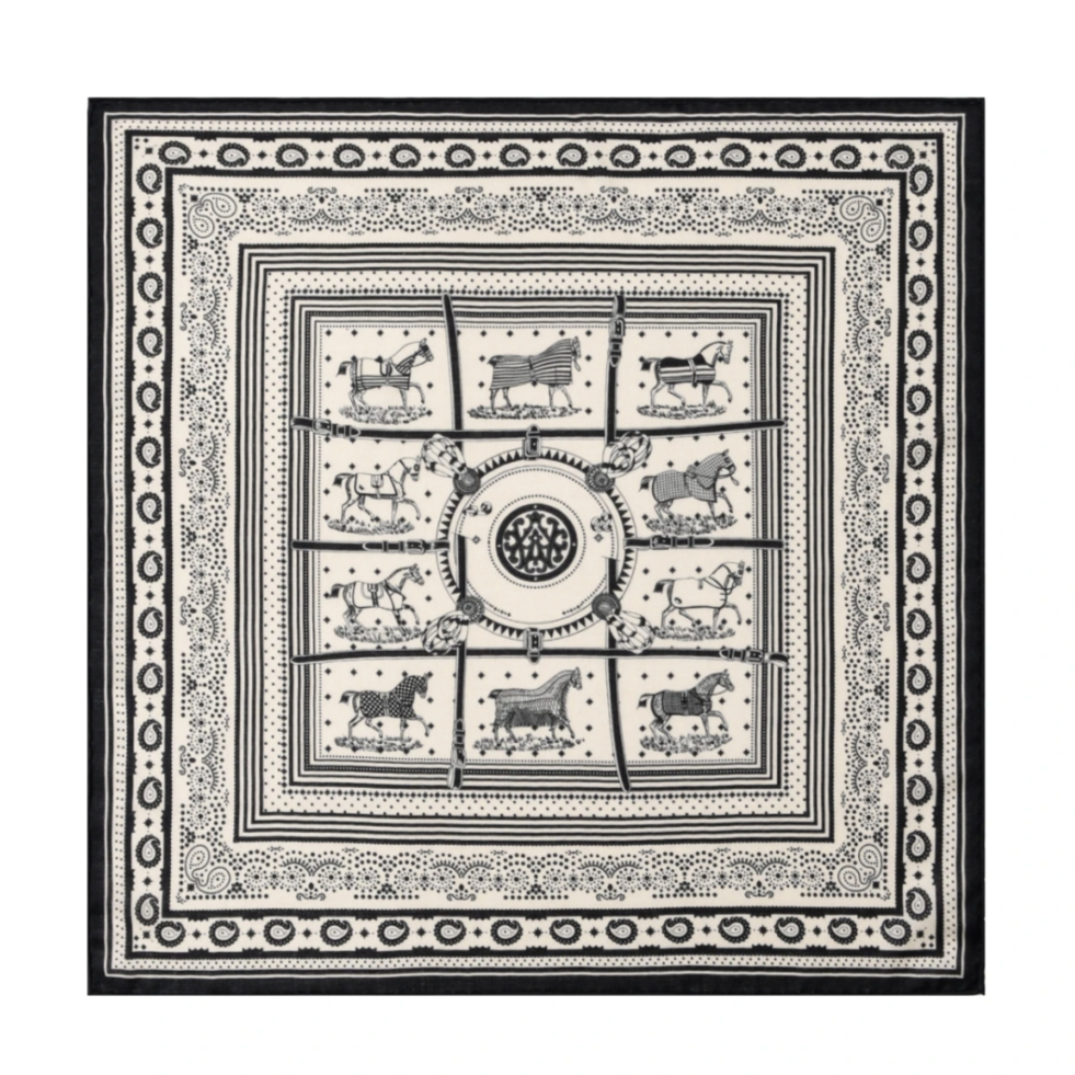 未使用 Hermes/爱马仕 汤/P245416994/骏马图案 140*140 围巾披肩