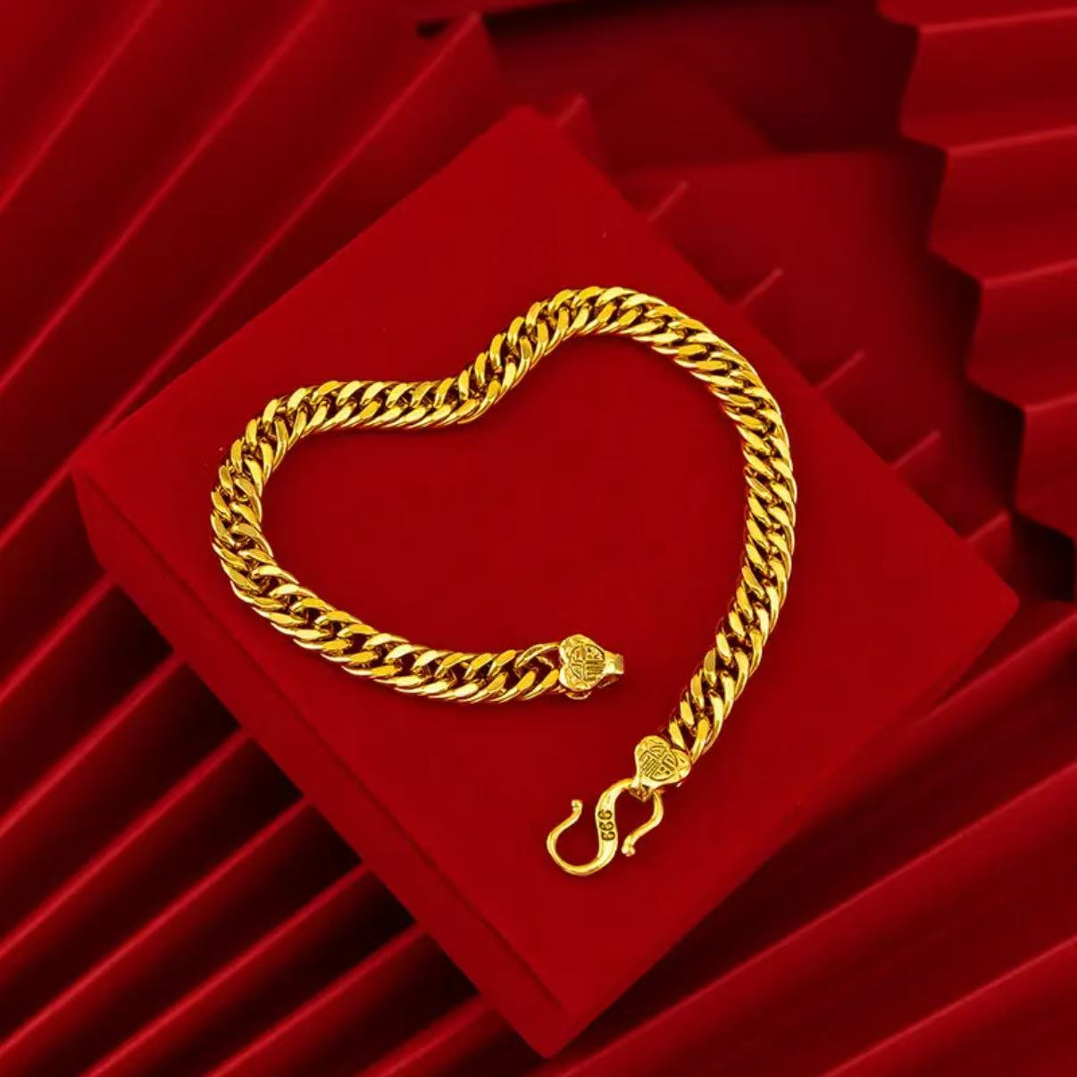 铜合金手链 铜合金经典老板手链轻奢时尚百搭潮流气质男女同款