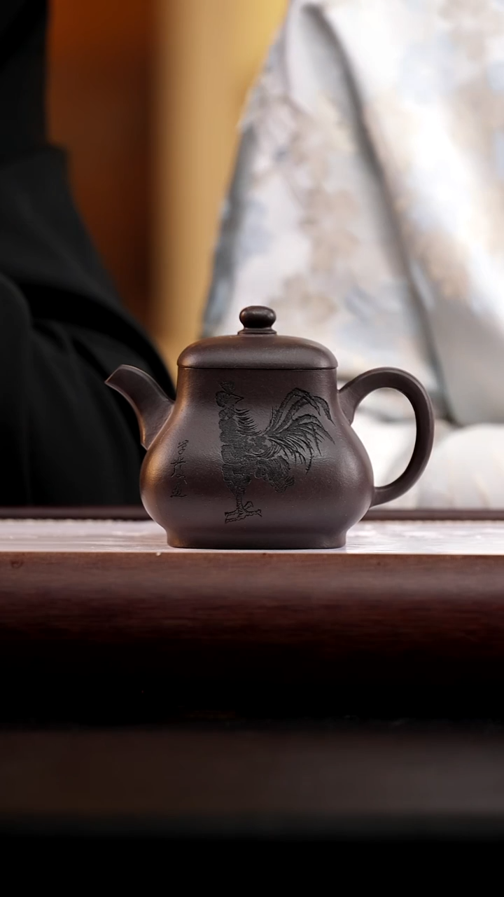 茶壶紫砂黑墩头四方天鸣300cc