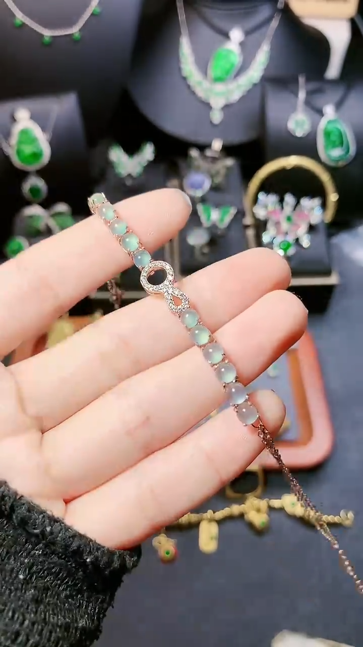 【闪购商品】翡翠手链银S925镶嵌手链