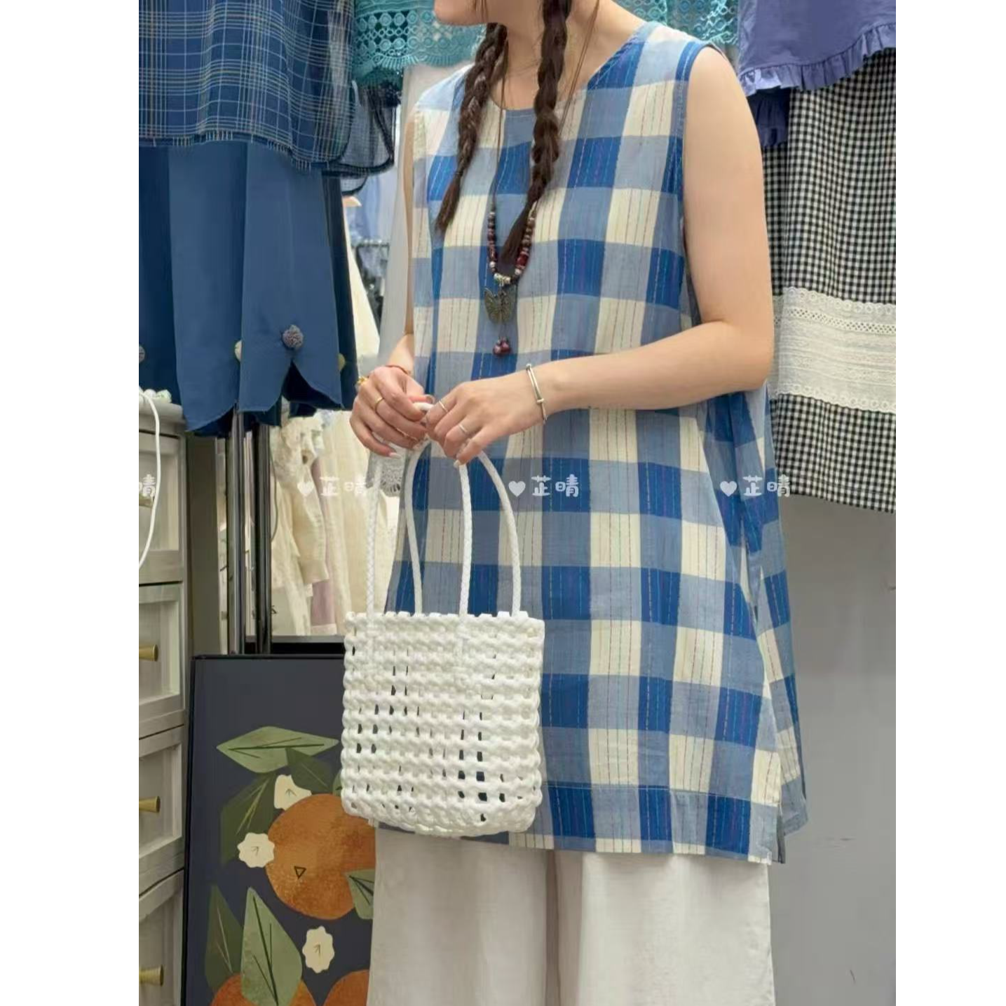 25新款夏季格子百搭少女风韩版背心INS风2821#