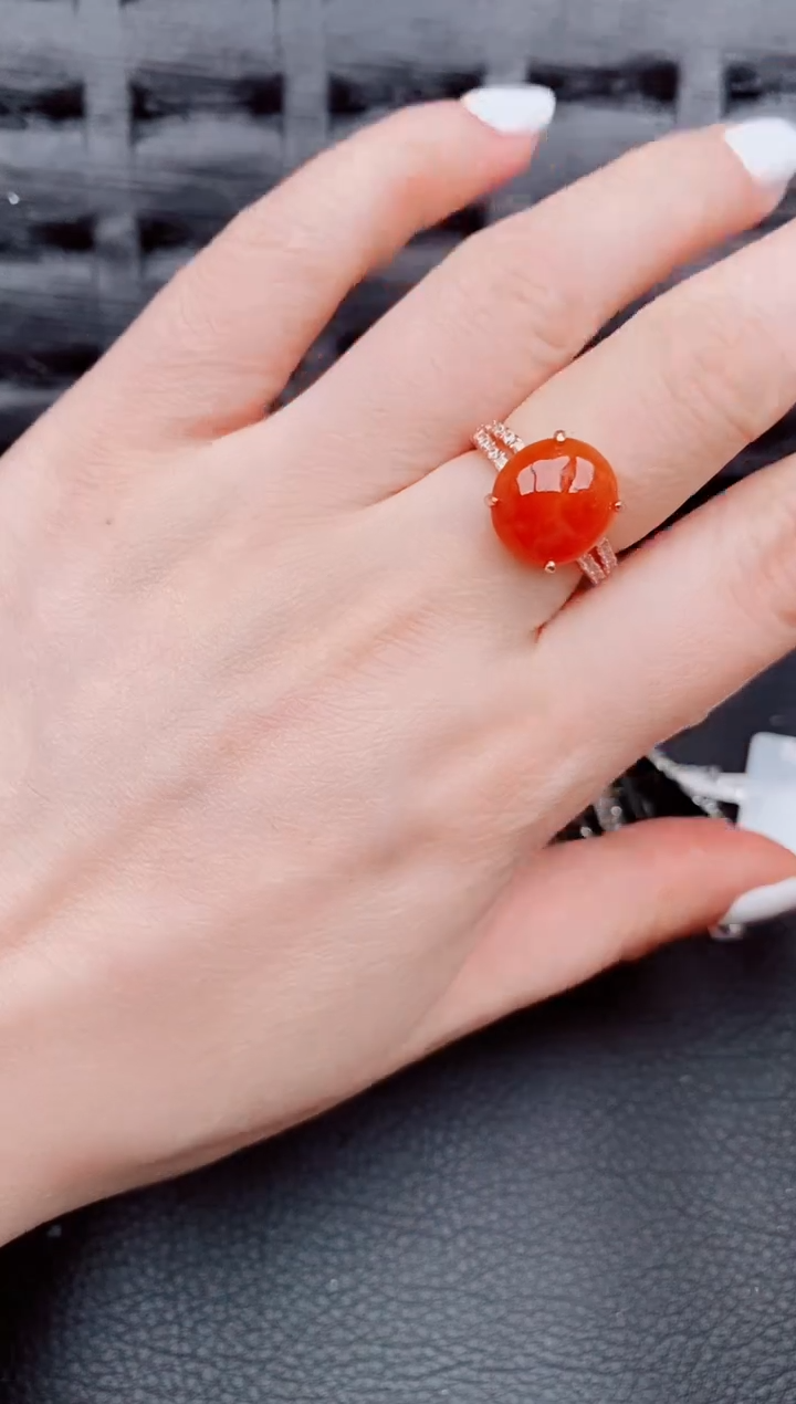 【闪购商品】翡翠戒指银S925镶嵌天然a货翡翠540