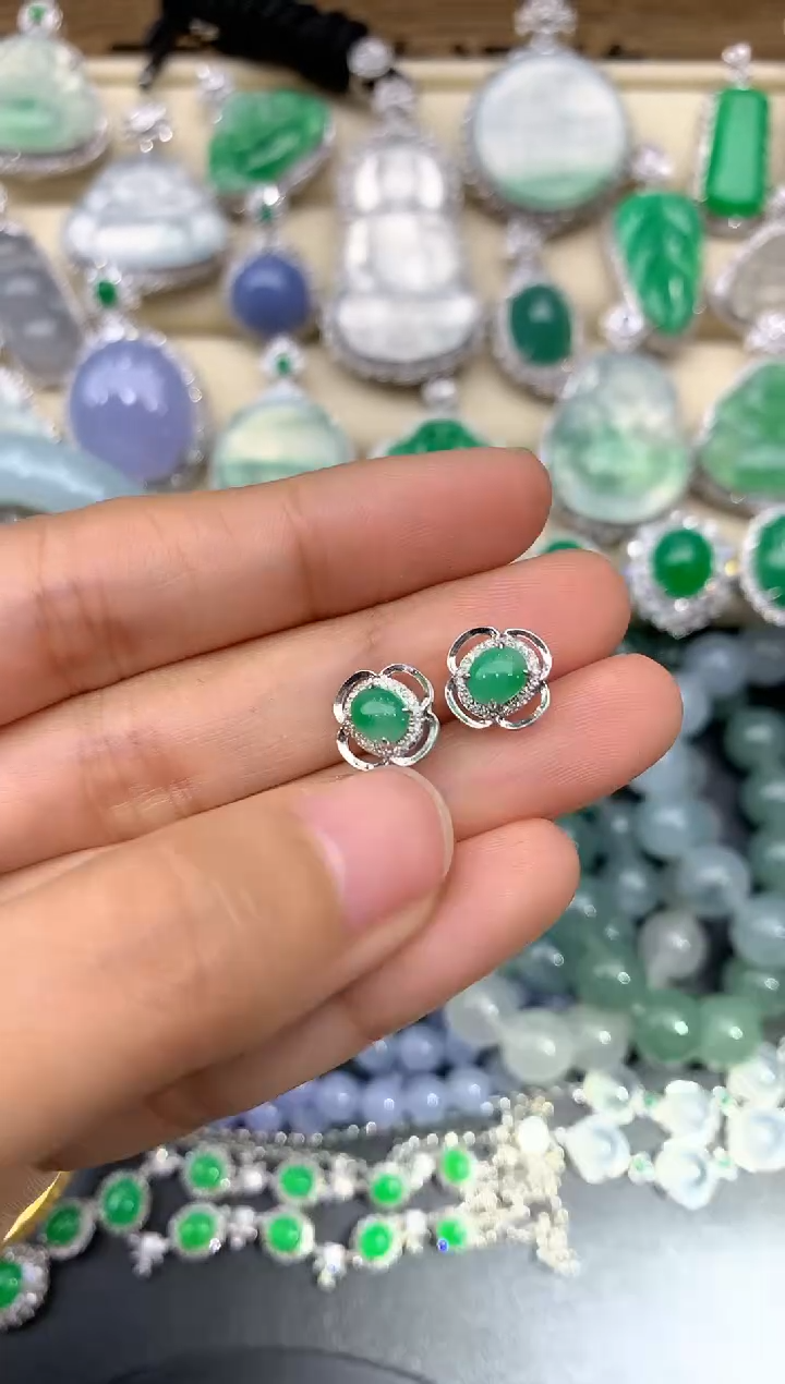 【闪购商品】翡翠耳饰18K金镶嵌217-中国好珍宝