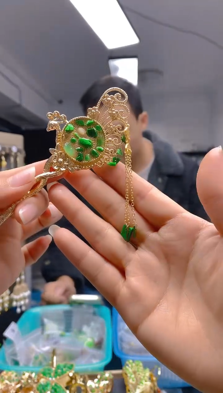 【闪购商品】翡翠耳饰合金0477翡翠发簪