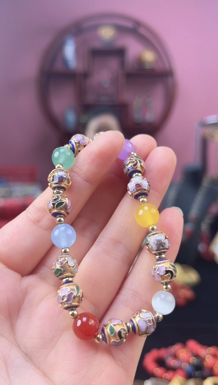 非遗 景泰蓝手串 金地0.9