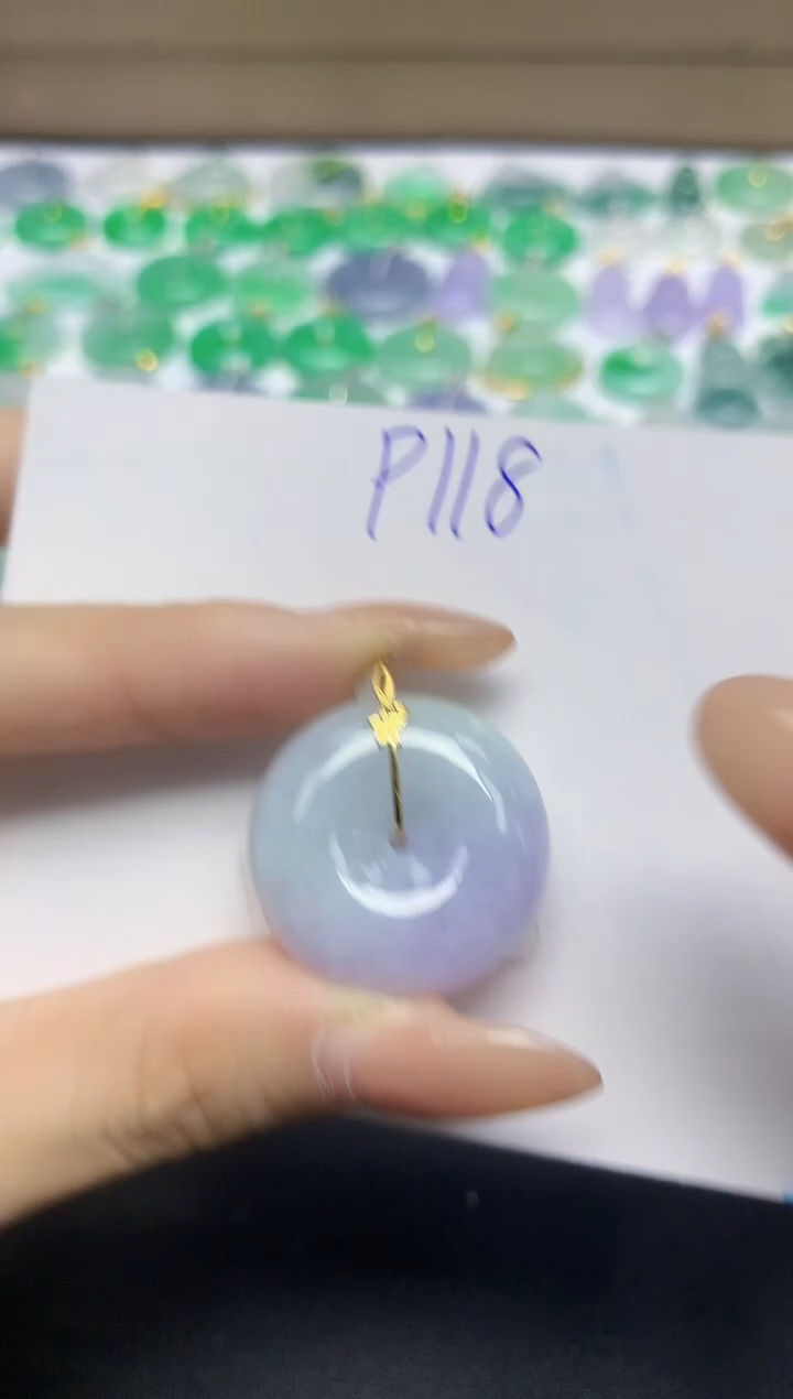 颈饰18K金镶嵌翡翠天然缅甸翡翠A货翡翠百元以上9元证书费自理