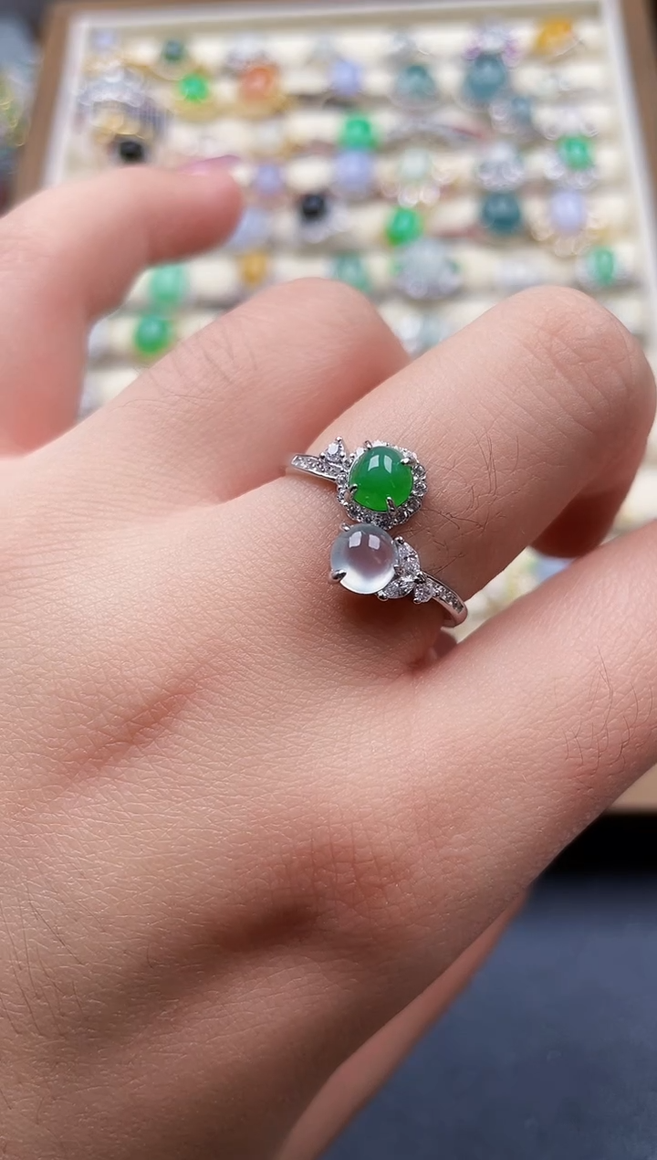 银S925镶嵌戒指翡翠140