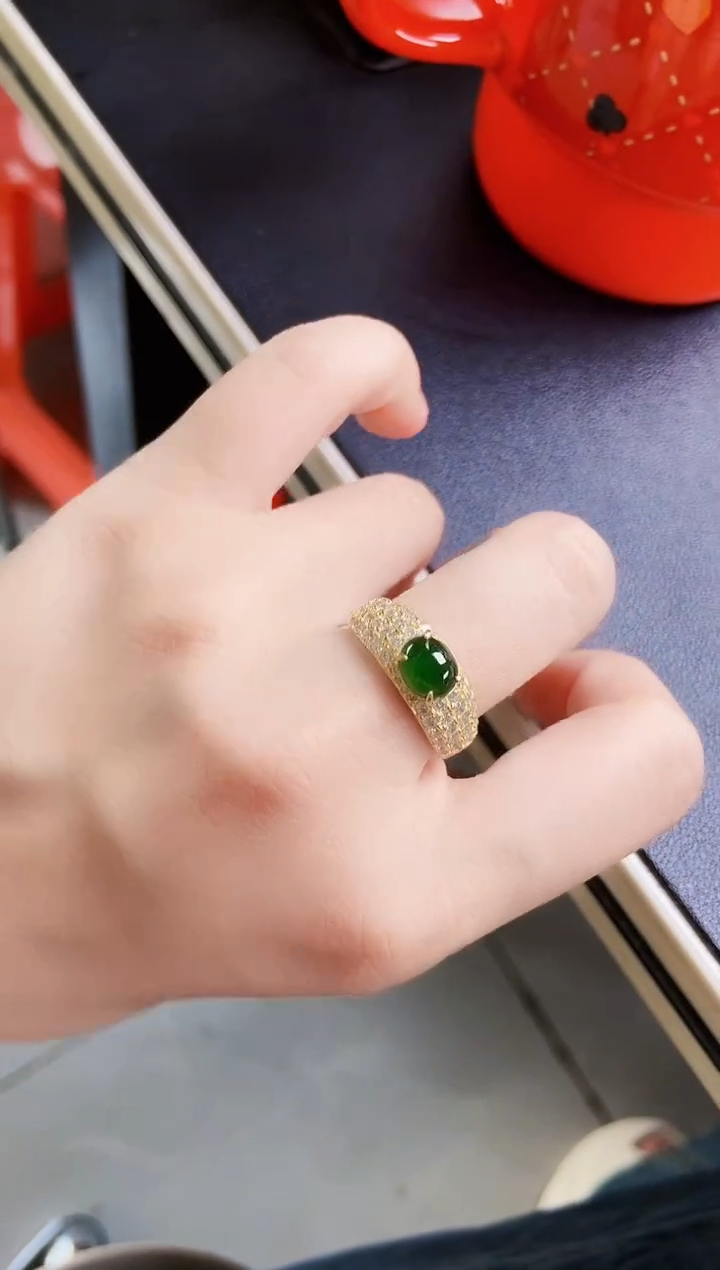 翡翠戒指银S925镶嵌456456