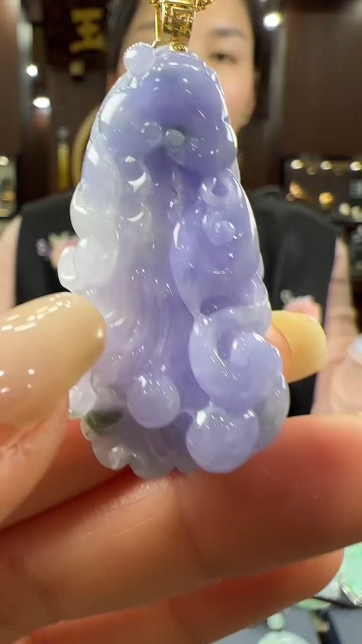 【闪购商品】翡翠挂件18K金镶嵌白菜不含链