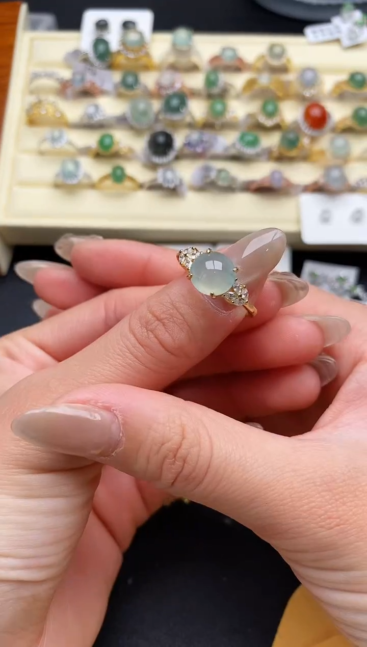 【闪购商品】翡翠戒指银S925镶嵌22222222+5