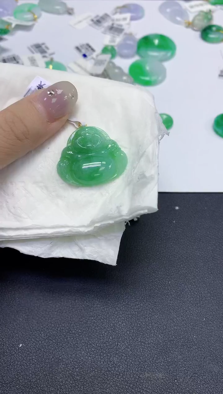 颈饰18K金镶嵌翡翠天然缅甸翡翠A货百元以上9元证书费自理