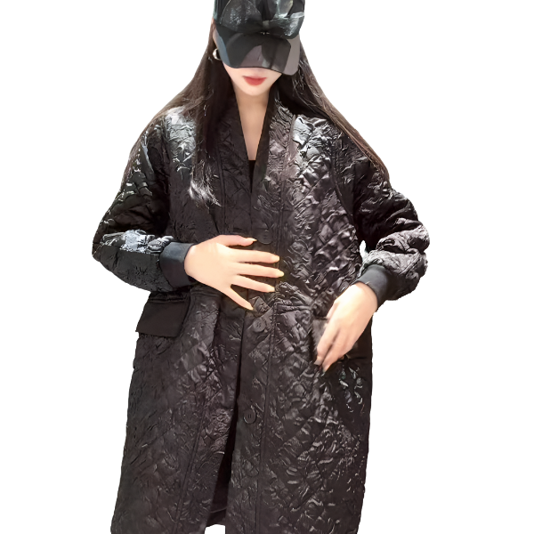 轮廓幽谷简奢风薄棉服2025提花中长新款高级感大衣917