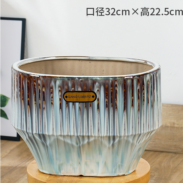 043高22口32手绘陶瓷蝴蝶兰绿植客厅走廊小院创意艺术窑变花器