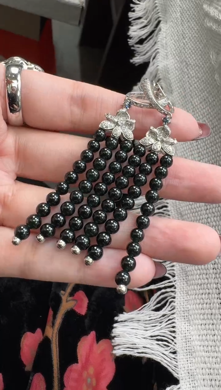 未镶嵌翡翠耳饰墨翠耳钉