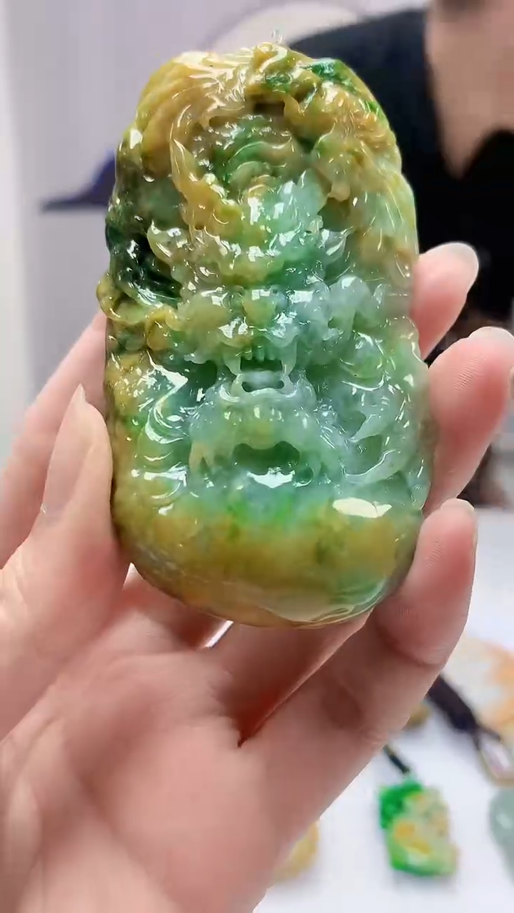 定制翡翠未镶嵌5152zm-毛货挂件龙牌89
