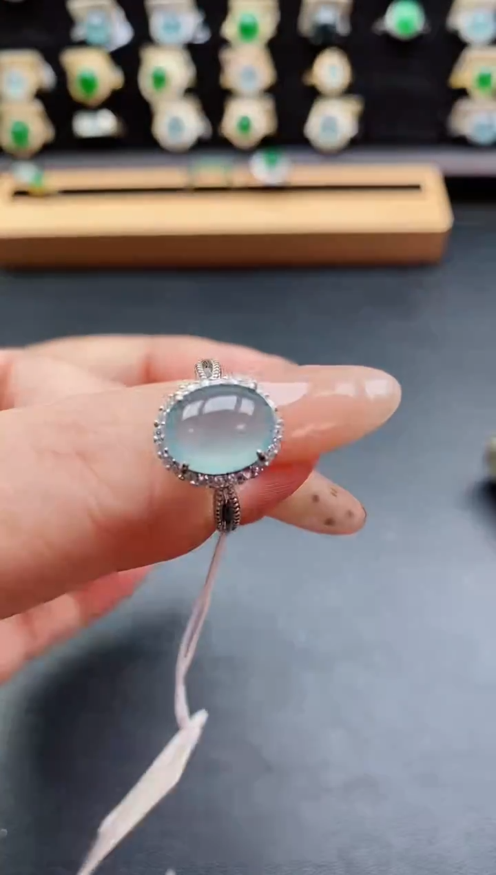 银S925镶嵌戒指翡翠1