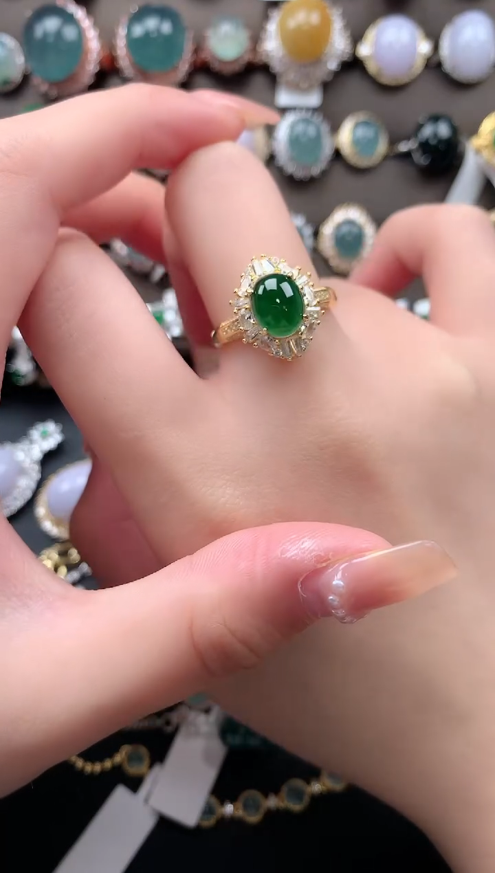 【闪购商品】翡翠戒指银S925镶嵌521423