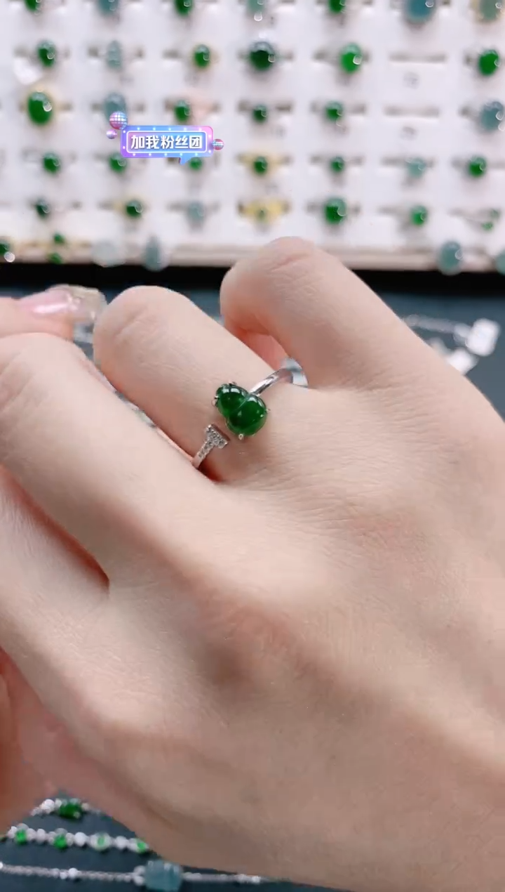 【闪购商品】翡翠戒指银S925镶嵌天然翡翠