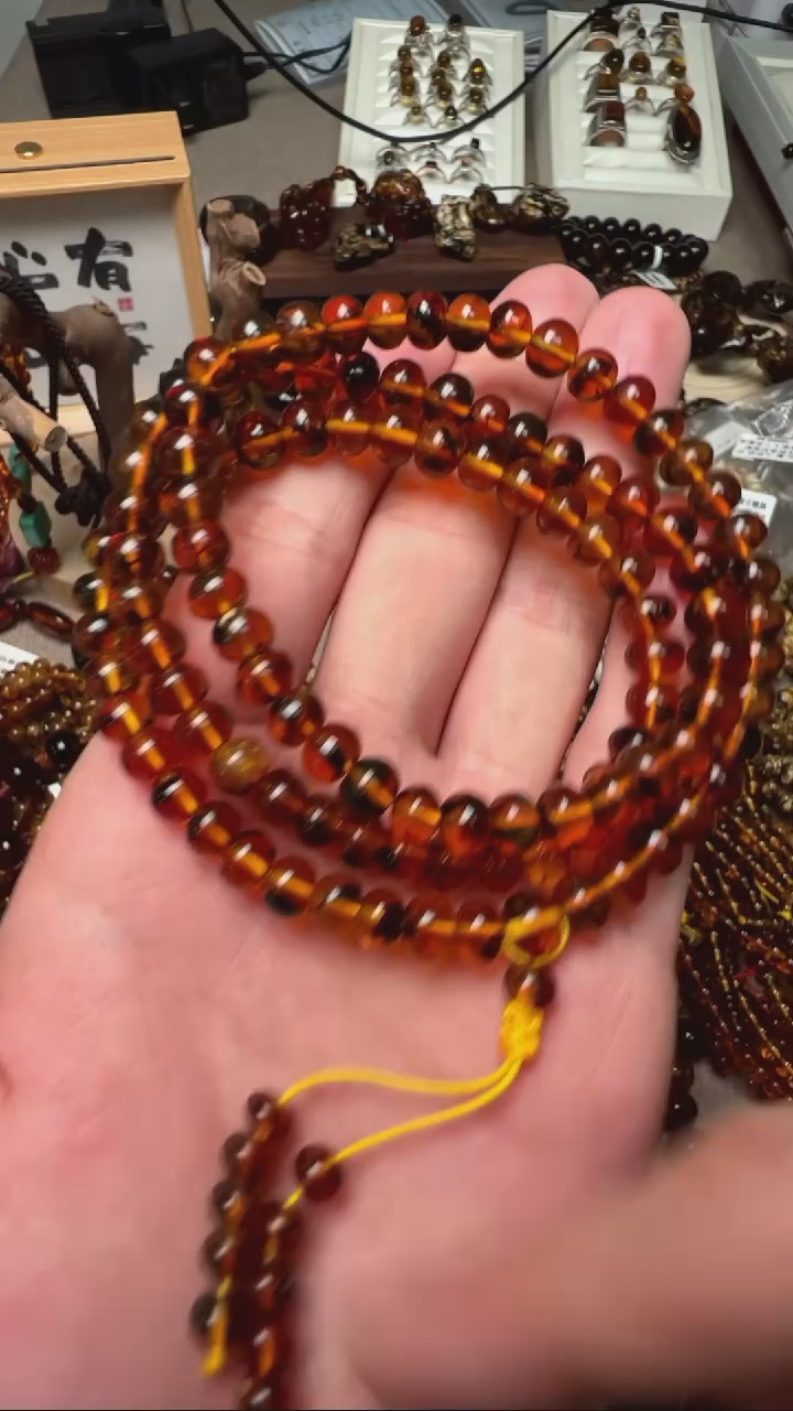 【闪购商品】琥珀手链未镶嵌植物珀大漏