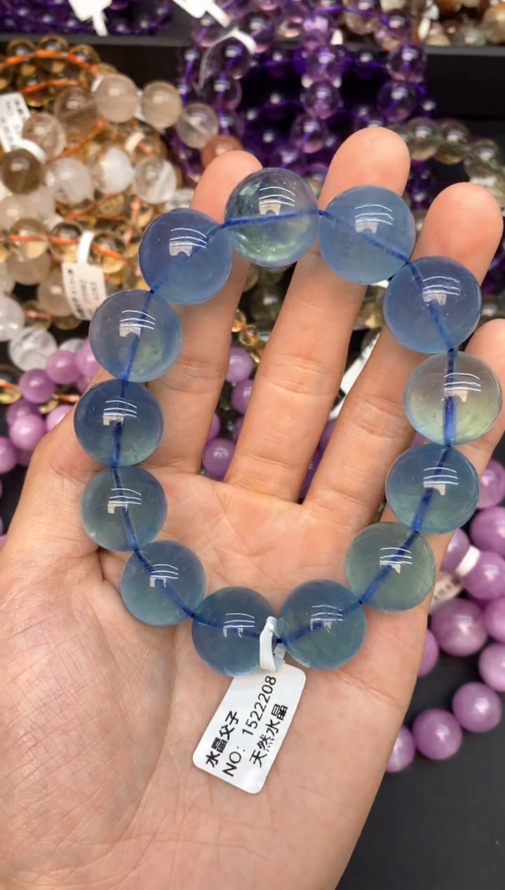 水晶手串未镶嵌12海蓝宝17mm