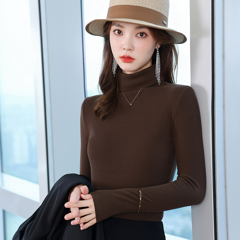 黑色高领打底衫女秋冬款内搭修身加厚纯色保暖显瘦洋气上衣55092