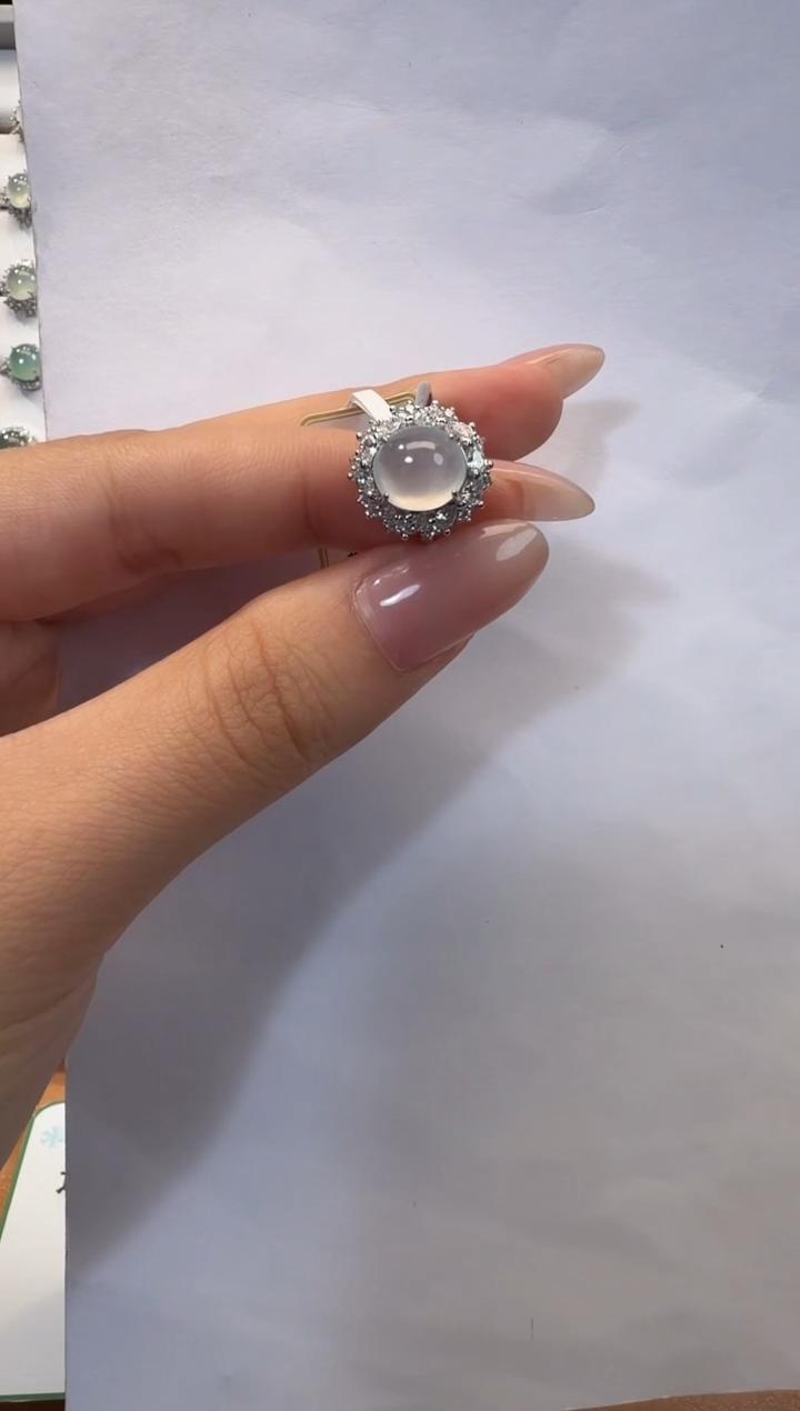 银S925镶嵌戒指翡翠925银镶翡翠戒指镶嵌200