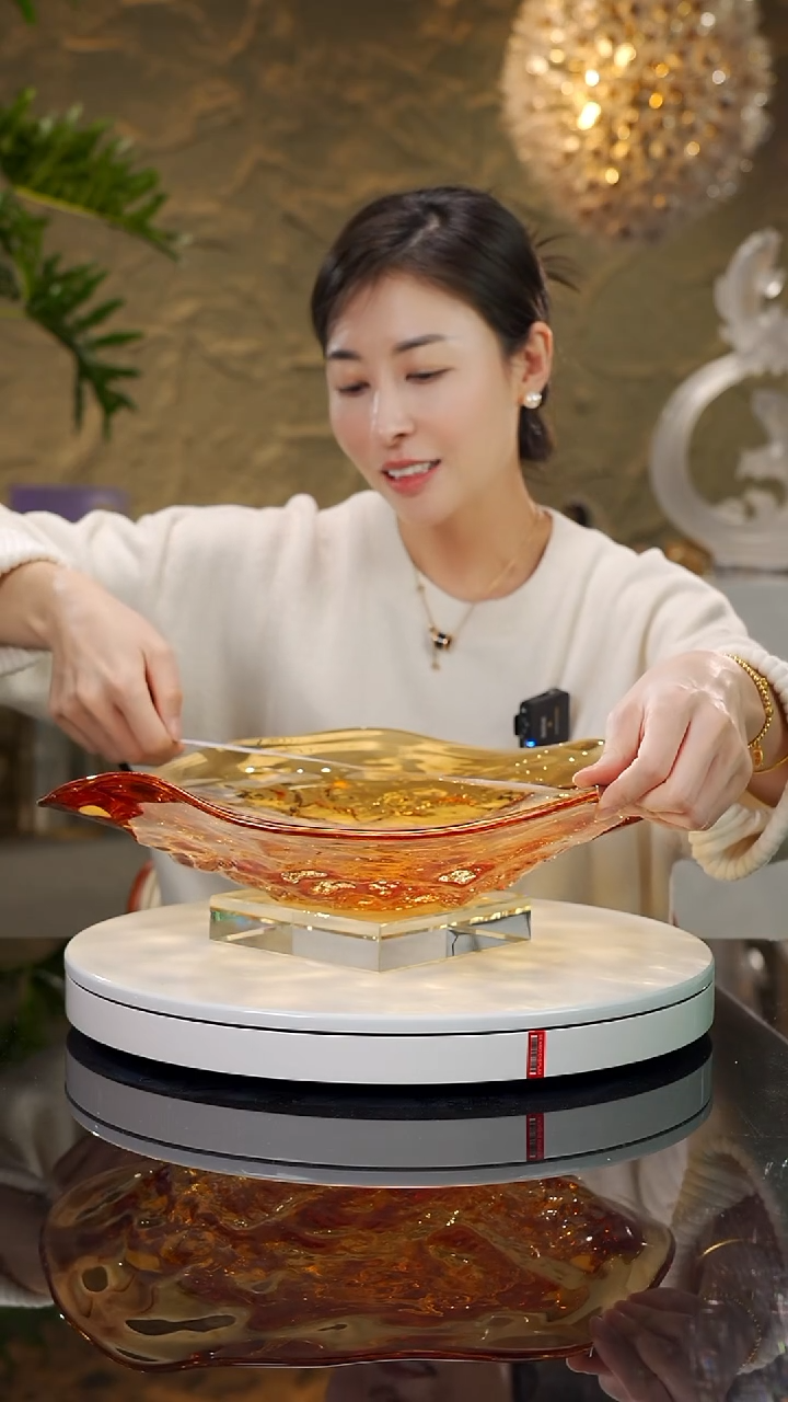 【闪购商品】瓷片琥珀水波纹果盘