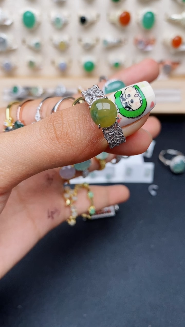 【闪购商品】翡翠戒指银S925镶嵌缅甸翡翠