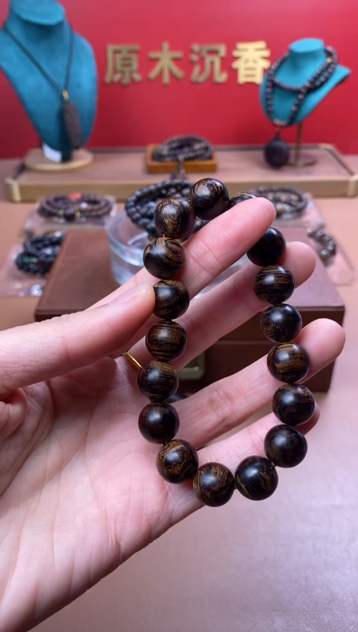 【闪购商品】沉香手串Y沉水越南芽庄白棋楠瘿子留疤12单圈