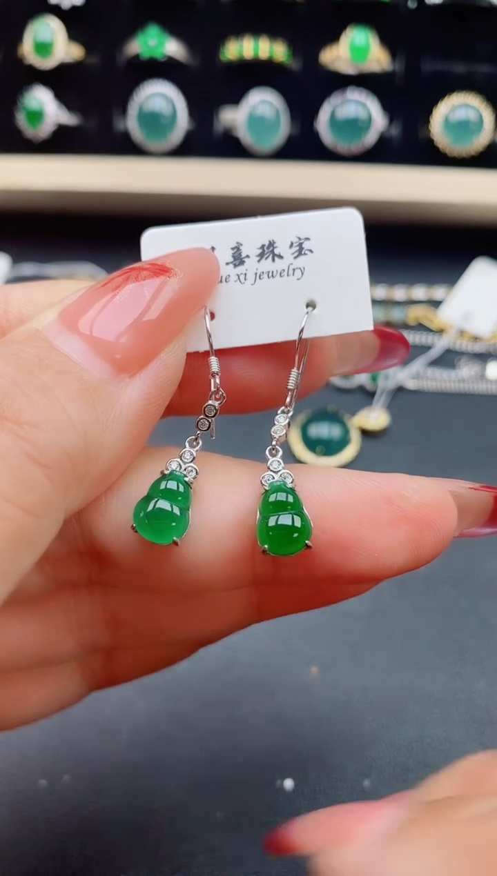 【闪购商品】翡翠耳饰银S925镶嵌508005